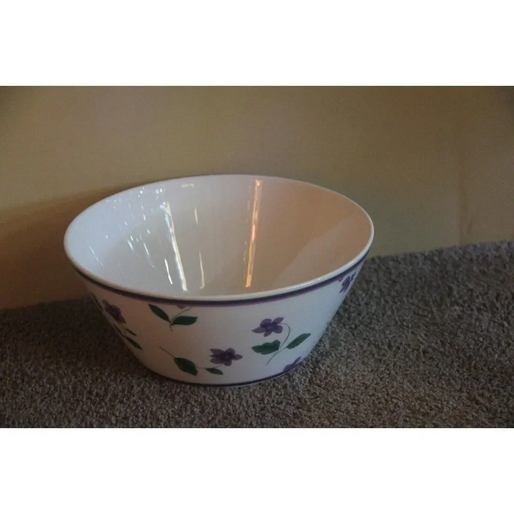 Wavery garden room sweet violet flower purple‎ white serving bowl salad round